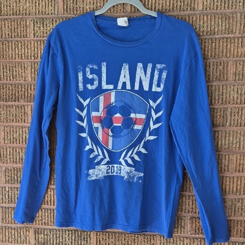 2018 ICELAND World Cup Port and Company Blue Long Sleeve Tee